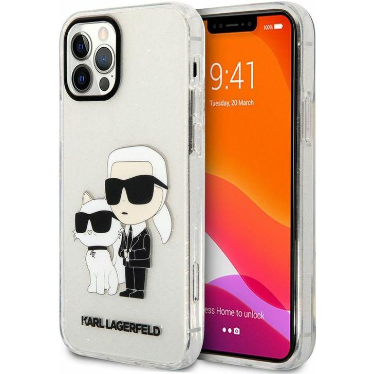 Etui Karl Lagerfeld Glitter Karl & Choupette do iPhone 12 / 12 Pro, przezroczyste